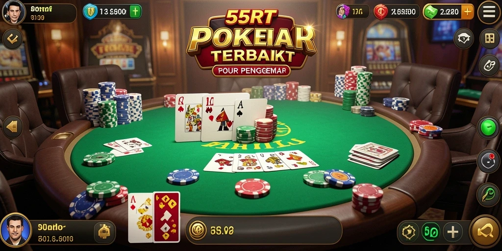 Screenshot gameplay 55RT menampilkan aksi seru permainan Poker.