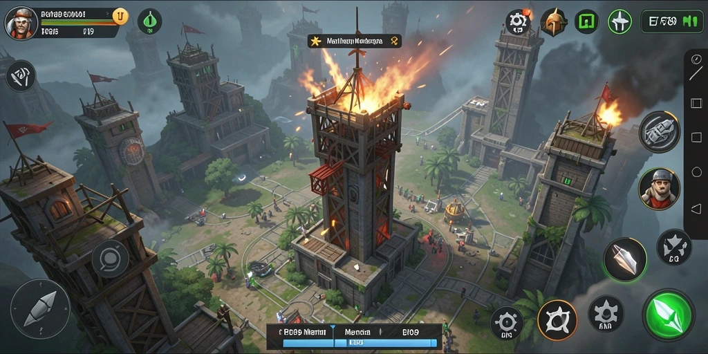 Screenshot gameplay EE789 menampilkan aksi menara pertahanan yang menarik.