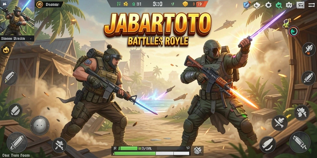 Gameplay seru dalam JABARTOTO dengan pertarungan intens Battle Royale.