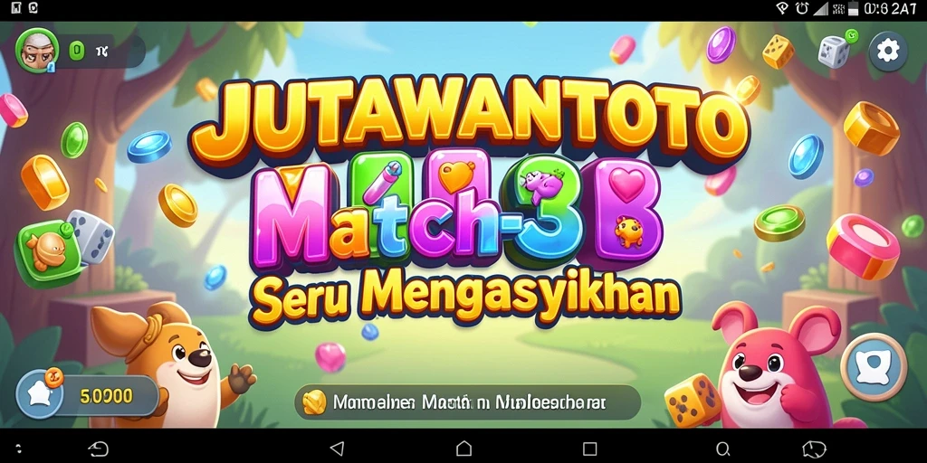 Gameplay seru JUTAWANTOTO dengan kombinasi permata berwarna.