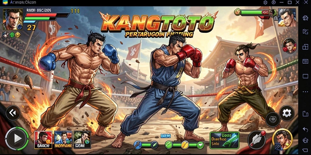 Gameplay intens KANGTOTO dengan pertarungan mendebarkan.