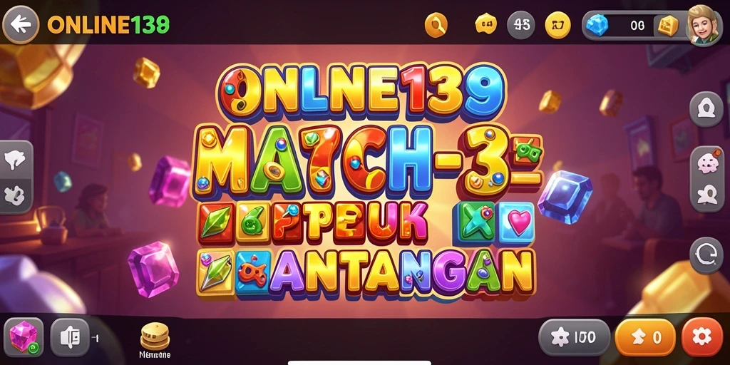Tangkapan layar ONLINE138 menampilkan gameplay seru dengan tantangan Match-3.