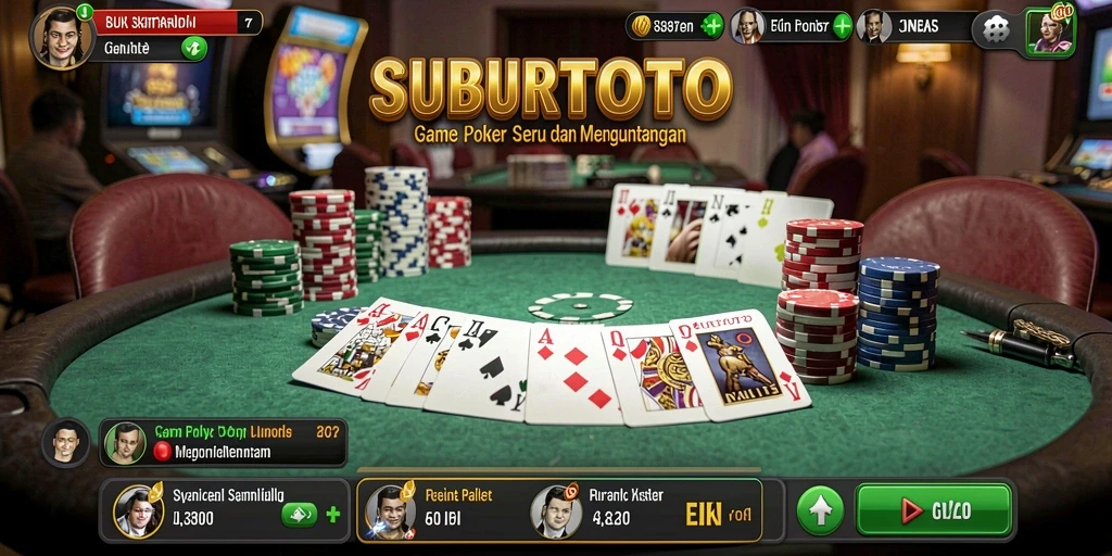 Tampilan gameplay Poker yang mendebarkan di SUBURTOTO.