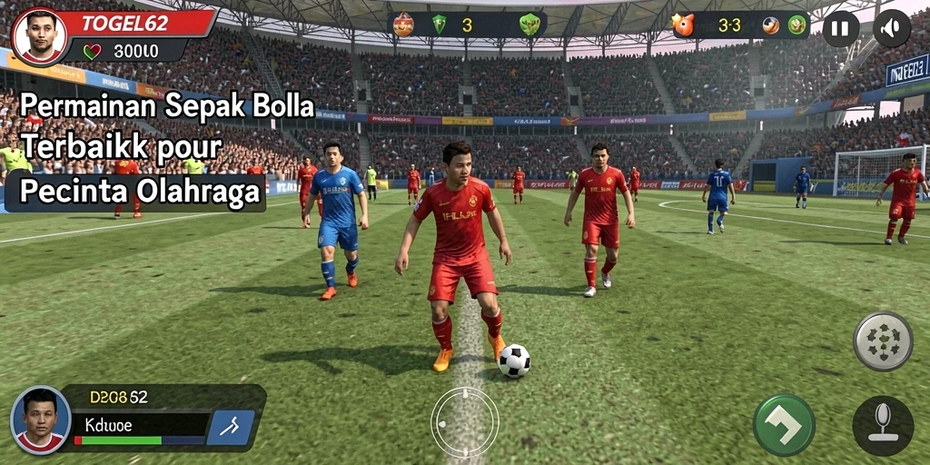 Tangkapan layar permainan TOGEL62 menunjukkan aksi seru sepak bola.